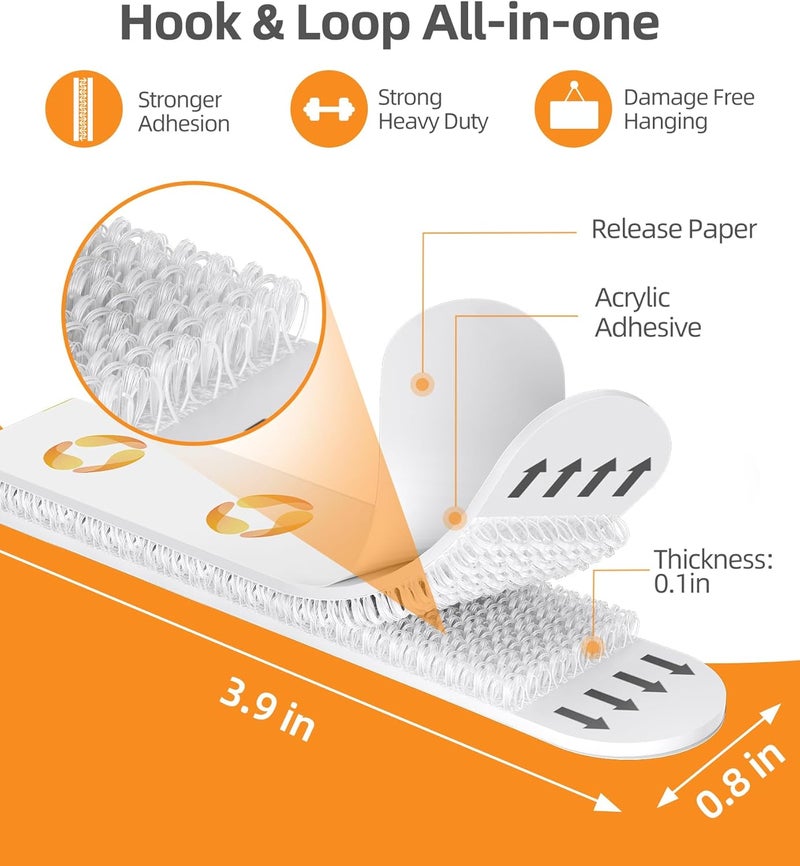 Summerbrite Large Picture Hanging Strips Heavy Duty(XL/16Lbs) 16Pairs/32 Strips Damage Free Wall Sticky Picture Hangers Without Nails, Removable Hook and Loop Adhesive Strips for Poster Frame Hanging Decor - Image 2